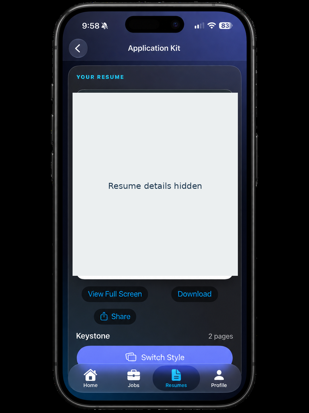 Magic Resume Application Kit screen