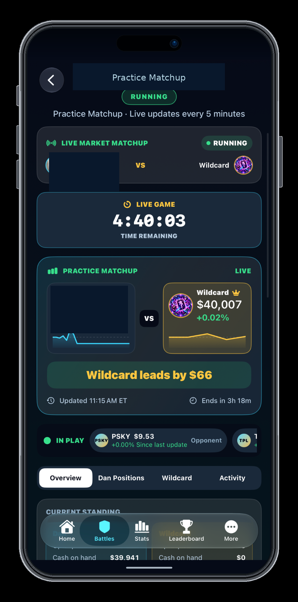Paper Wars live matchup screen